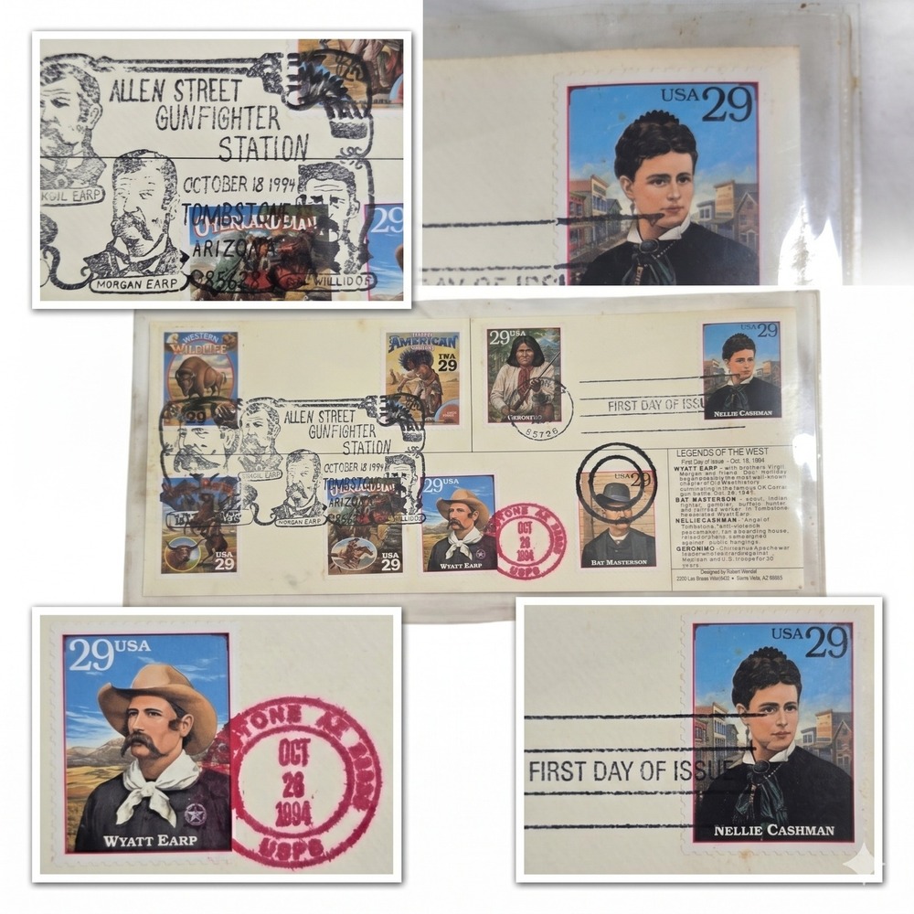 Vintage‎ 1994 Legends of the West First Day Cover Tombstone AZ Wyatt Earp Stamps